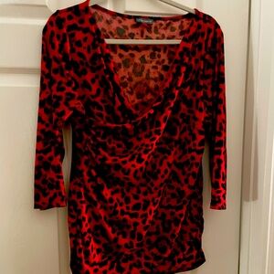 Lipsy Red Leopard Print Women's Top